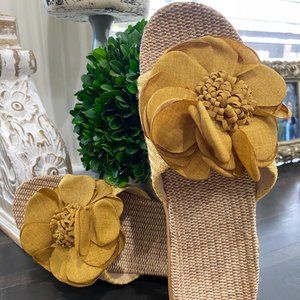 NEW Chiffon Floral Slides in Yellow